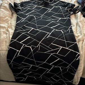 SHEIN Black and White Geometric Dress